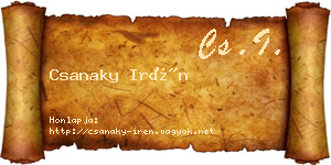 Csanaky Irén névjegykártya